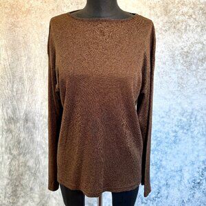 🪩 Michael Stars Bronze Metallic Long Sleeve Top - One Size Fits Most